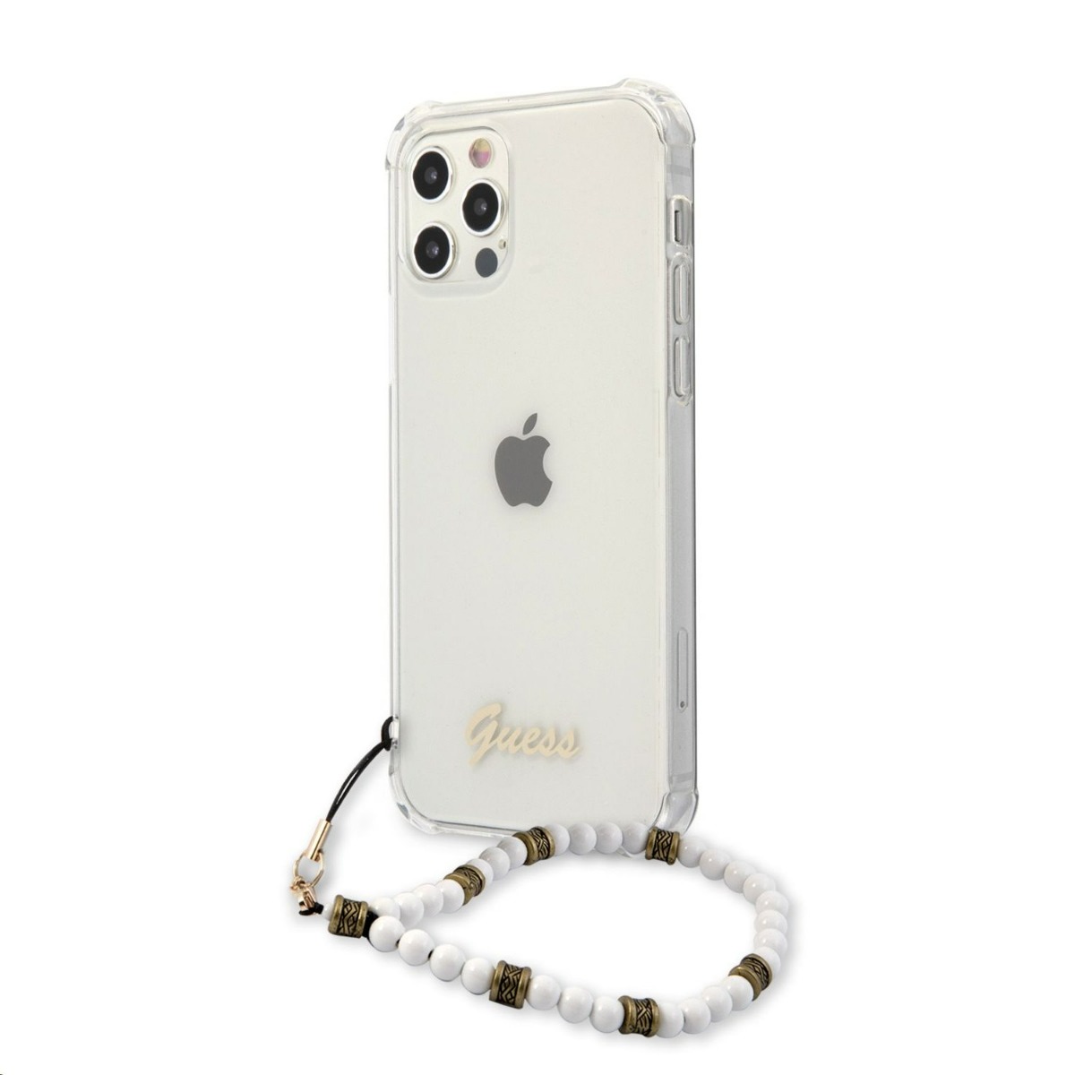Husa Telefon Guess, Pc Script, White Pearls Case Pentru Apple Iphone 12/12 Pro, Transparent