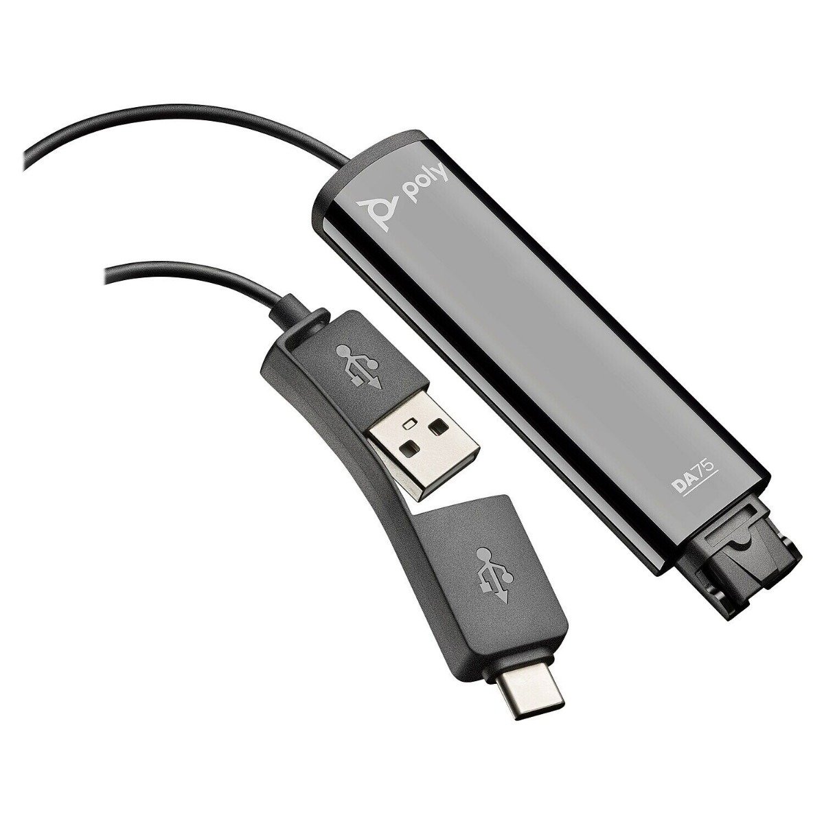 Adaptor audio Plantronics DA75, USB-A - USB-C, Negru