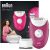 Epilator Braun Silk Epil 3 3-410, 20 pensete, 2 viteze, 2 viteze, cap de ras, capac de tuns, Roz