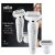 Epilator Braun Silk Epil 9 9/9002 Sistem Flex, SensoSmart, Micro-Grip, Wet & Dry, 40 pensete, 2 viteze, cap de ras, Geanta pentru voiaj, Alb/Auriu