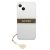 Husa telefon Guess pentru iPhone 13 Mini, 4G Brown Stripe&Metal Charm, Plastic, Transparent