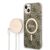 Husa de protectie telefon Guess pentru iPhone 14 Plus + Incarcator wireless si cablu, Silicon, Magsafe, Maro