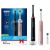 Set 2 Periute de dinti electrice Oral-B Pro 3 Cross Action, Curatare 3D, 3 programe, 1 incarcator, Negru/Roz