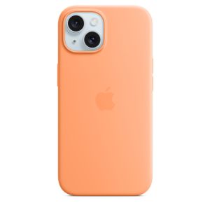 Husa de protectie Apple pentru Apple iPhone 15 din Silicon cu MagSafe, Portocaliu Sorbet