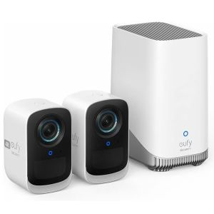 Kit supraveghere video wire-free Anker Eufy 3C set home base + 2 camere, Gri/Alb