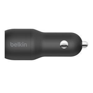 Incarcator auto Belkin BOOST CHARGE, Dual USB-A 24W + USB-A la USB-C¬ Cable, Negru
