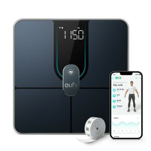 Cantar de baie eufy Smart Scale P2 Pro KT9149111, Wi-Fi Bluetooth,16 masuratori, Ritm Cardiac, High Accuracy, 3D Virtual Body Mod, Sticla Securizata, Negru