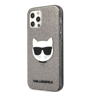 Husa telefon Karl Lagerfeld, Choupette Head Glitter Case pentru Apple iPhone 12 Pro Max, Negru