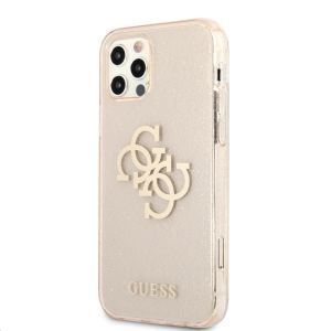 Husa telefon Guess pentru Iphone 12/12 Pro, Model 4G Full Glitter Case, Plastic TPU, GUHCP12MPCUGL4GGO, Auriu