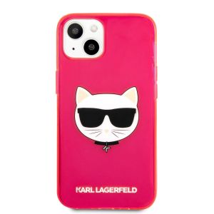 Husa telefon Karl Lagerfeld pentru iPhone 13, Choupette Head, Plastic, Fluo Pink