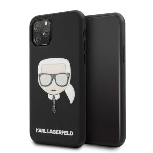 Husa telefon Karl Lagerfeld, Embossed Glitter Cover pentru Apple iPhone 11, Negru