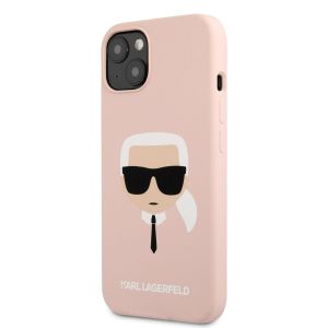 Husa telefon Karl Lagerfeld pentru iPhone 13, Karl Head, Liquid Silicon, KLHCP13MSLKHLP, Light Pink