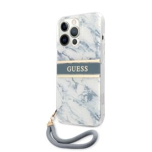 Husa telefon Guess pentru iPhone 13 Pro Max, Marble Strap, Plastic, Albastru