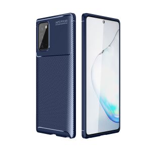 Husa pentru Samsung Galaxy Note 20, Fibra carbon mata, Plastic, Albastru