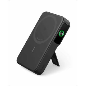 Baterie externa magnetica wireless Anker MagGo, Qi2, 10.000 mAh, 15W, USB-C, Suport Pliabil, Smart Display, pentru iPhone 15/14/13/12, Negru