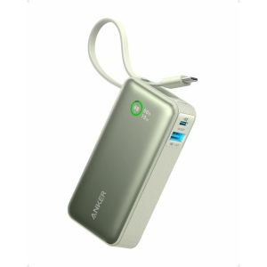 Acumulator extern Anker Nano 545, 10000 mAh, 30W, USB-C, USB-A, cablu USB-C incorporat, Verde