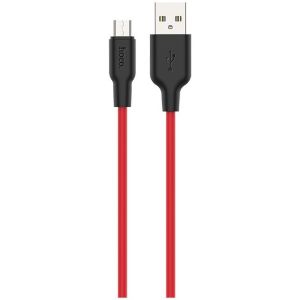 Cablu de date Micro-USB, Hoco, X21, Lungime cablu de 1m, Rosu
