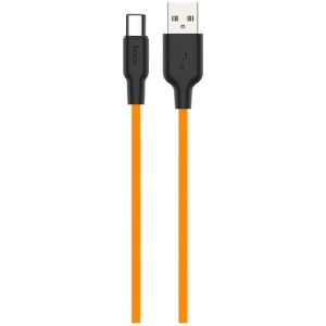 Cablu de date Type-C, Hoco, X21, Lungime cablu de 1m, Portocaliu