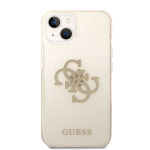 Husa telefon Guess pentru iPhone 14 Plus, Big 4G Full Glitter, Plastic, Auriu