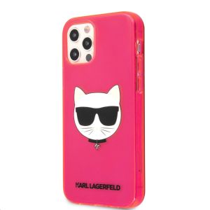 Husa telefon iPhone 12/12 Pro, Karl Lagerfeld, Choupette Head, TPU, KLHCP12MCHTRP, Fluo Pink