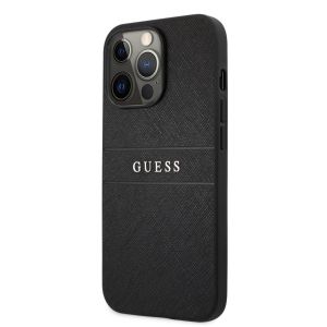 Husa telefon Guess pentru iPhone 13 Pro, Leather Saffiano, Plastic, Negru