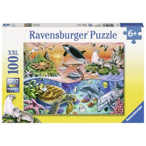 Jucarie Puzzle, Ravensburger, Minunatul Ocean, 100 piese, Multicolor
