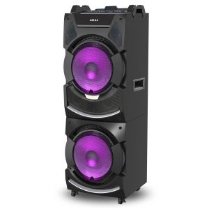 Boxa activa fixa AKAI DJ-S5H,dual USB, card SD, Bluetooth, microfon wireless si telecomanda, 400W, Negru