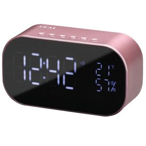 Radio ceas Akai ABTS-S2 cu BT, radio FM, carcasa aluminiu, baterie 1800 mAh, Golden rose