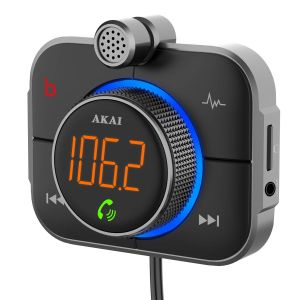 Modulator FM AKAI FMT-95BT, 87,5-108 MHz, Bluetooth, cititor USB, micro SD Card, iluminare LED, Negru