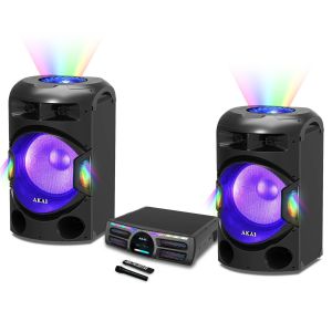 Sistem audio 2.1 Akai Y3, Bluetooth, LED, 3 microfoane, telecomanda, Negru