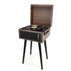 Pick-up stereo Akai ATT-101BT cu difuzoare incorporate, Bluetooth, Retro style, Maro