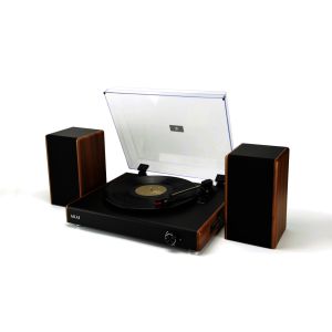 Pick-up stereo Akai ATT-240SP cu difuzoare externe, 20 W, Bluetooth, USB, Maro-Negru