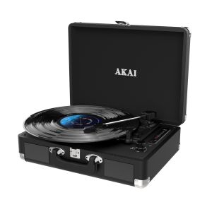 Pick-up stereo AKAI ATT-18BT, Bluetooth, USB, tip Valiza, Inregistrare de pe vinil pe USB, Negru
