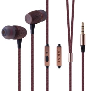 Casti In-Ear cu fir Akai Bambus Earbuds, Maro