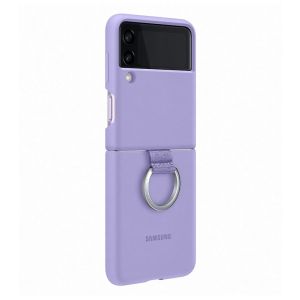 Husa telefon pentru Samsung Galaxy Z Flip3, Clear Cover with Ring, Lavanda