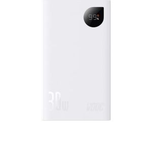 Baterie externa Baseus Adaman2 Digital Display, Incarcare rapida, 20000mAh, 30W VOOC Edition, cablu USB-A la USB-C inclus, Alb