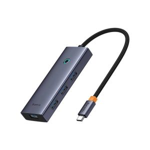 Hub Baseus UltraJoy 6-in-1, USB-C la HDMI4K@60Hz, 4xUSB 3.0, 1xPD, 100W, Gri