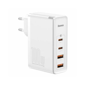 Incarcator retea Baseus GaN2 Pro, 2x USB si 2x USB-C, Quick Charge, 100W, Cablu USB-C inclus, Alb