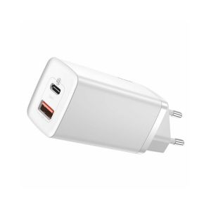 Incarcator retea Baseus GaN2 Lite, 65W, USB-C, USB, Quick Charge 3.0, Alb
