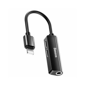 Adaptor Baseus L52 3-in-1, 2x Lightning, Jack 3,5mm, Negru