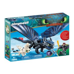 Jucarie Playmobil Dragons, Hiccup, Toothless si pui de dragon 70037