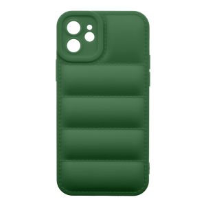 Husa de protectie telefon Puffy OBAL:ME pentru Apple iPhone 12, Poliuretan, Verde Inchis