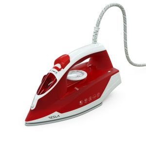 Fier de calcat Tesla IR200R, 2200 W,talpa ceramica, rezervor 300 ml, 25g/min, cablu 1.9 m, Rosu