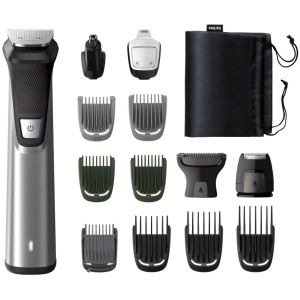 Aparat de tuns Philips Multigroom Series 7000 Mg7745/15, Tehnologie Dualcut, 14 Instrumente, Autonomie 3 Ore, Negru/Argintiu