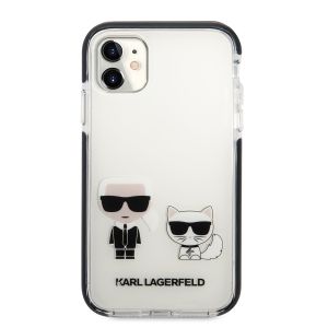 Husa telefon Karl Lagerfeld pentru iPhone 11, Karl and Choupette, Plastic, Alb