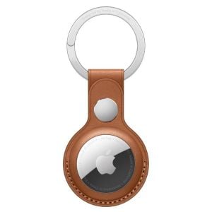 Accesoriu AirTag Apple, Leather Key Ring pentru Apple AirTag, Saddle Brown