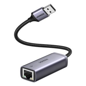 Adaptor de retea externa Ugreen, RJ45 - USB 3.2 Gen 1 (1000 Mbps / 1 Gbps), Gigabit Ethernet, Gri
