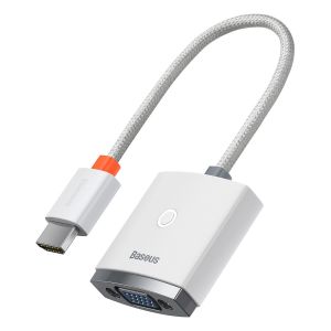 Adaptor video Baseus, HDMI la VGA + mini Jack 3,5mm/microUSB, Alb