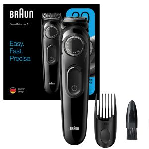  Aparat de tuns barba Braun Beard Trimmer BT3222 Wet&Dry, buton rotativ de precizie, 1 pieptene, Negru