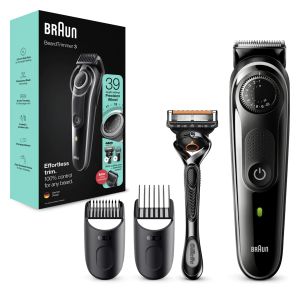 Aparat de tuns barba Braun Beard Trimmer BT3342, Wet&Dry, buton rotativ de precizie, 39 de setÄƒri pentru lungime, 2 piepteni, Aparat de ras Gillette, Negru